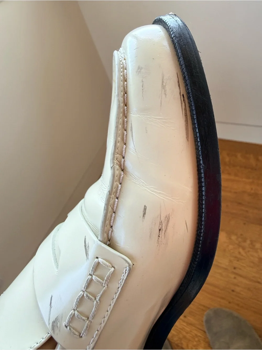ME+EM Ivory Leather Penny Loafers